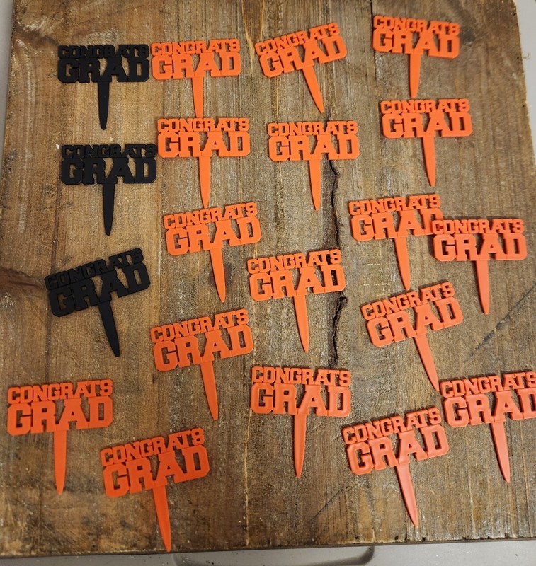 Congrats Grad Black & Orange Graduation Cupcake Topper Picks – Set of 20