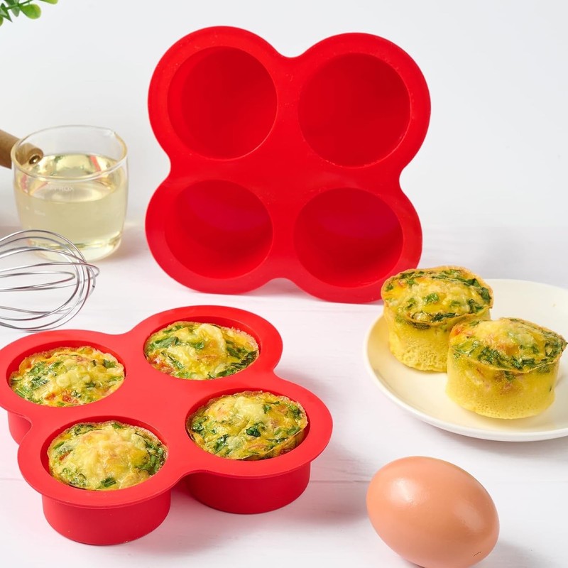 2 Pack Air Fryer Egg Bite Molds, 4-Cup Mini Round Muffin Pans Silicone Baking... gallery