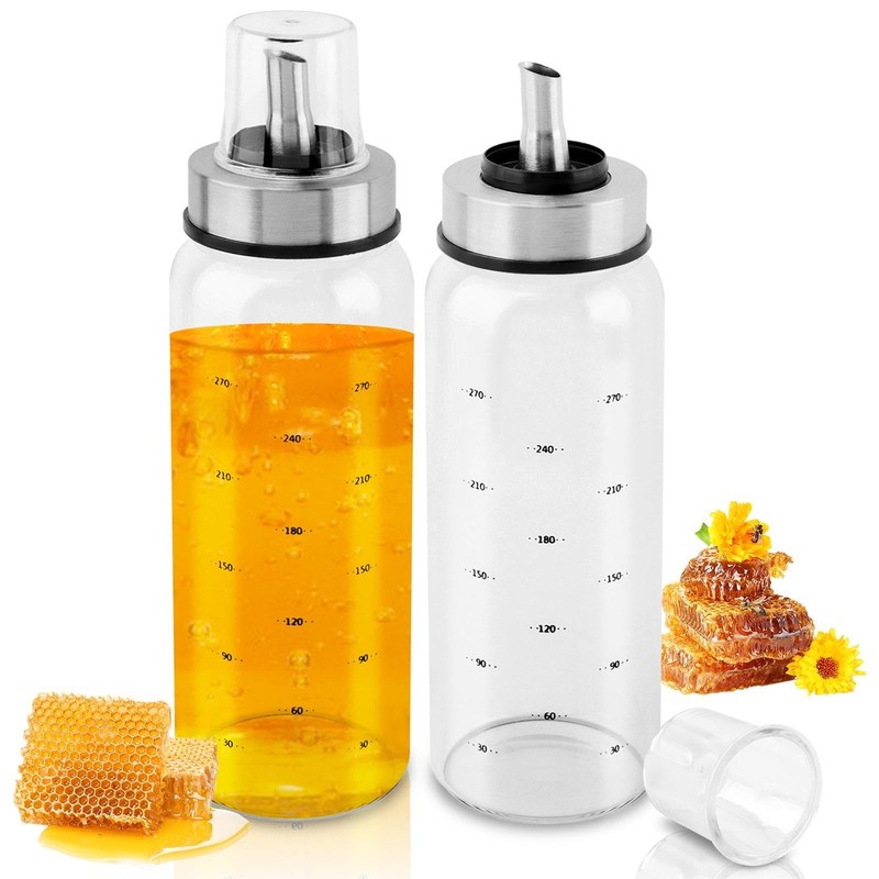Glass Honey Dispenser Pot 10oz, Honey-Dispenser No Drip, Maple Syrup Dispense...