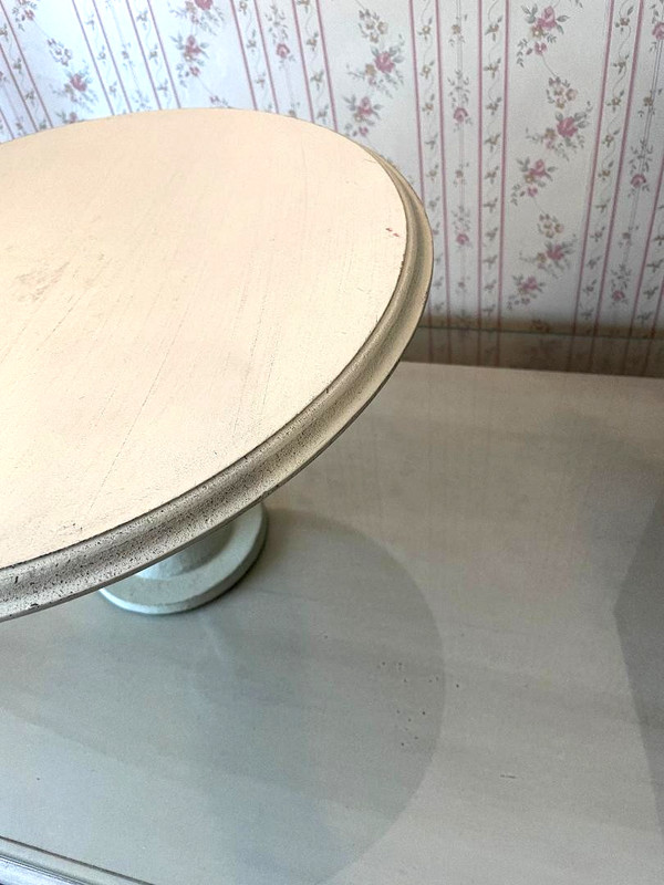 Shabby Chic Wooden Pedestal Cake Stand Riser French Cottage 15" Diameter gallery