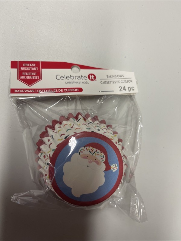 CHRISTMAS BAKING CUPS ~SANTA-24 Ct. ~ 3" Diameter-Grease Resistant LOT OF 2 gallery