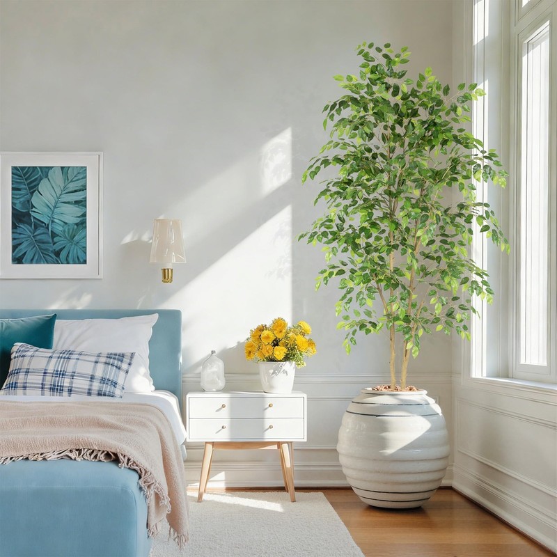 Nafresh Tall Uv Resistant Ficus Tree Artificial6Ft72In Faux Ficus Tree gallery