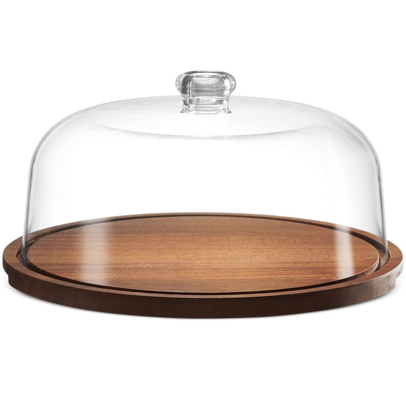 Cake Stand, Cake Plate Server Platter with Dome, Acacia Wood and Shaterproof ... gallery