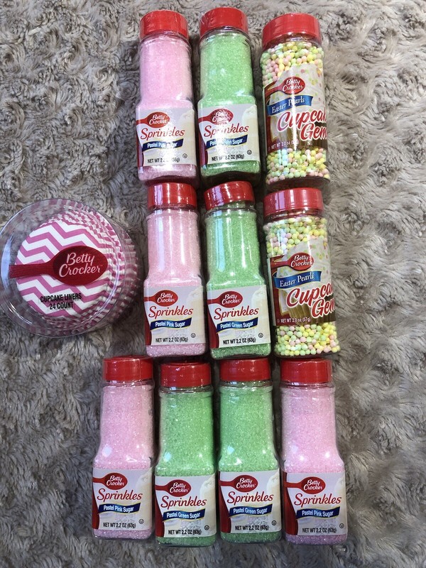 10 Betty Crocker Sprinkles Sugar & Cupcake Gems – Pastel Pink & Green -24 Liners