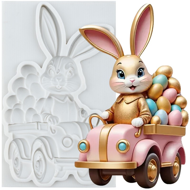 Easter Bunny & Egg Silicone Mold Rabbit Fondant Cake Decorating Candy Resin