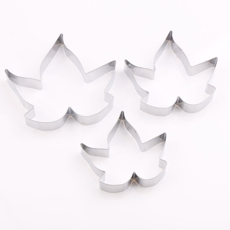 3PCS Maple Leaf Fondant Cookie Cutter Set Fruit Cake Molds Biscuit Baking Tools gallery
