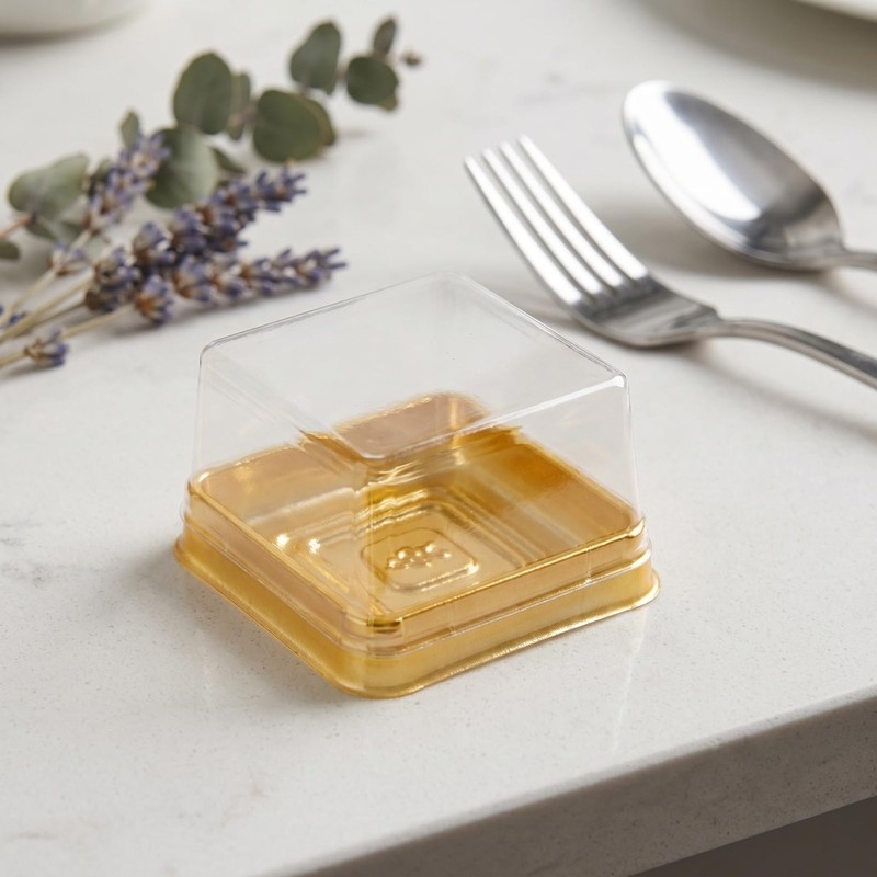 100 Pcs Mini Individual Cupcake Containers Moon Cake Packaging Clear Plastic ... gallery