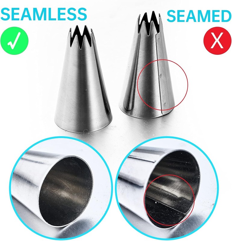 8Pcs Large Piping Tips Set,Stainless Steel Icing Tips W/ 10 Disposable Pastry gallery