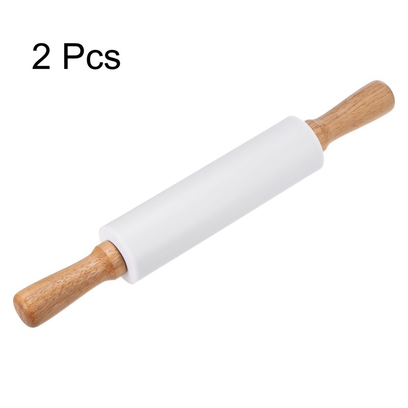 2pcs Silicone Rolling Pins for Baking 38cm x 5.2cm, White gallery
