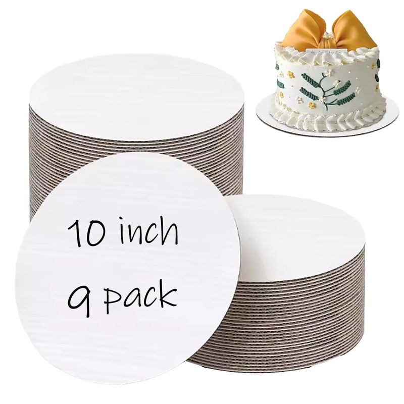 9 PCS 10 Inch Round Cake Boards FoodGraded Waterproof Drum Cardboard Base