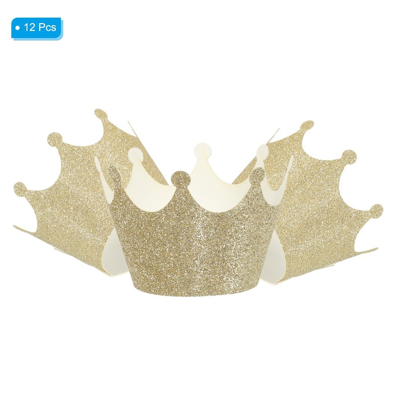 Cupcake Wrappers Paper, 12 Pack Baking Cups Crown Decoration, Light Gold Tone gallery