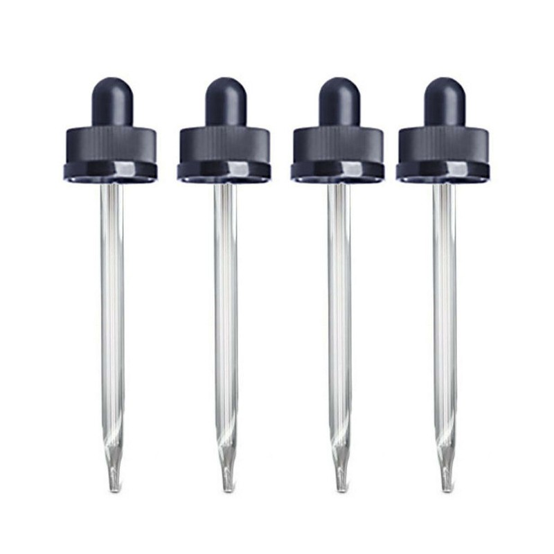 DROPPERS 4 Pack of 4 oz Glass Threaded Droppers for LorAnn 4 oz Plastic Bottles