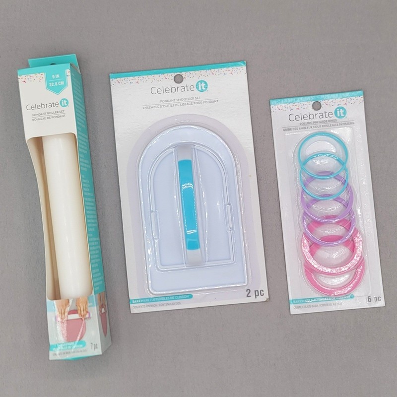 Celebrate It Fondant Cake Smoother Roller Set Decorating Tools NEW