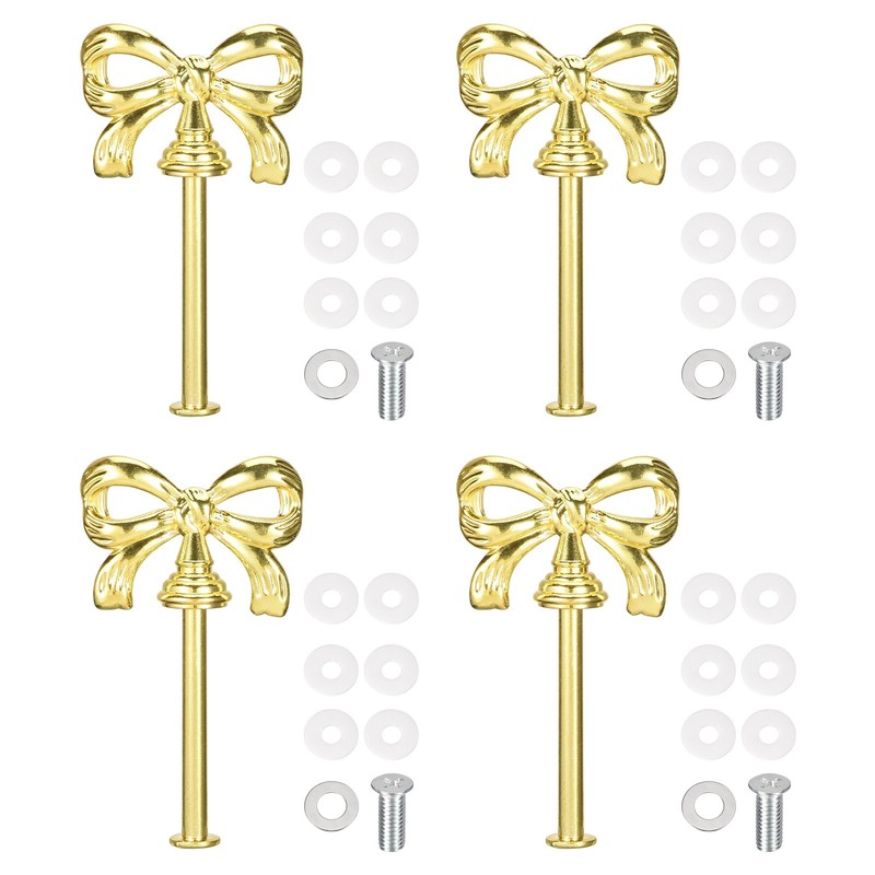 4 Set 1-Tier Cupcake Stand Hardware Fittings for Cake Stand, Bow-Knot Gold