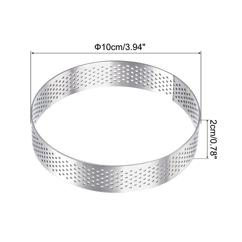2pcs Stainless Steel Cake Rings 3.9" Perforated Cake Mousse Ring Baking Tools gallery