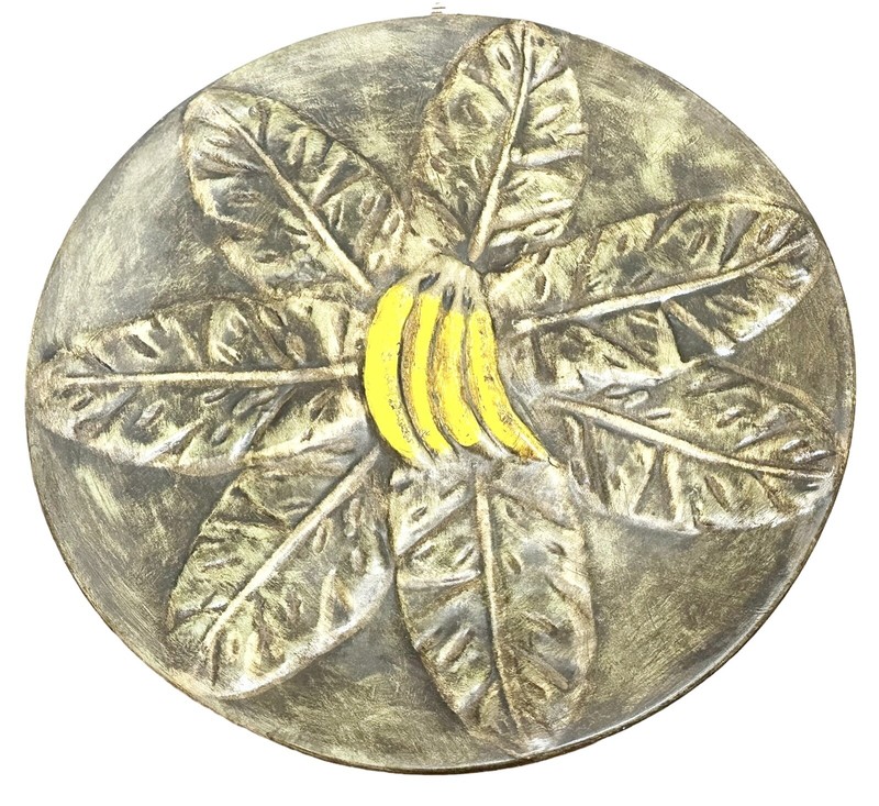 Tropical Banana Bunch Leaf Pedestal Cake Hors D’oeuvre Display Stand Ceramic T79 gallery