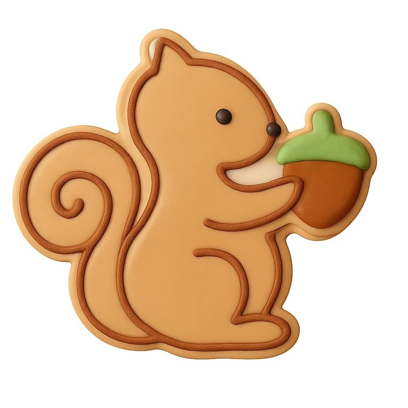 Acorn-Loving Squirrel Cookie Cutter & Stamp – 4×3.5″ Party Premium