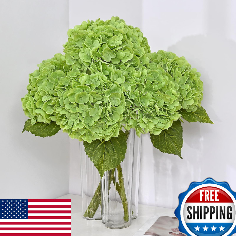 MARTINE MALL 3Pcs 21in Real Touch Latex Hydrangea Artificial Flowers
