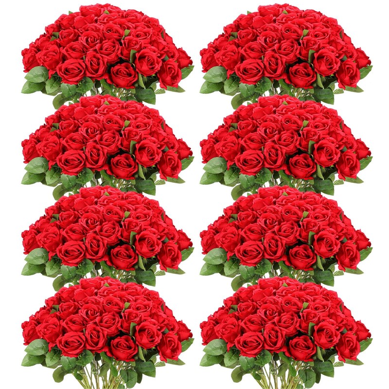Hotop 120 Pcs Roses Artificial Flowers In Bulklong Stem Artificial Flower