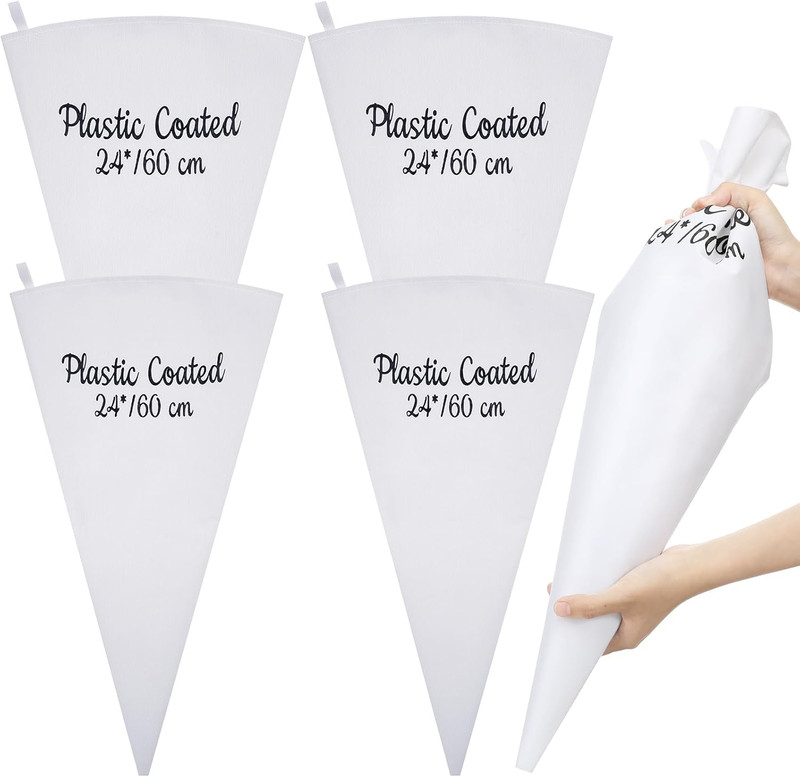 4 Pack 24 Inch Reusable Piping Pastry Bags Large Canvas Cake Decorating Bags wit gallery