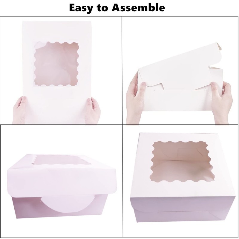 10 PCS 10 Inch Cake Boxes, 10x10x5, Cake Boards, Black Ribbon, Window, Bakery gallery