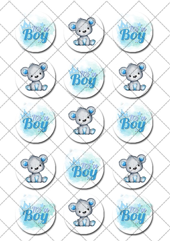 Baby Boy Shower Elephant Pre-cut Edible Icing Image Cupcake or Cookie Toppers gallery