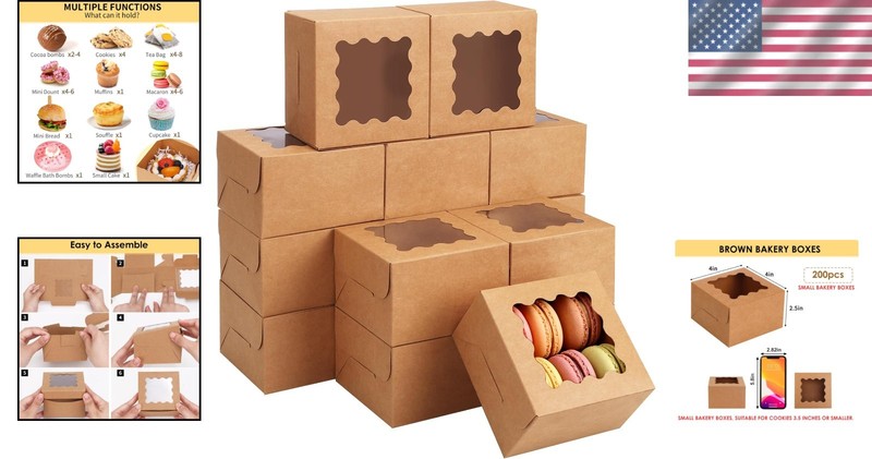 Compact Treat Boxes with Window, 4x4x2.5 Inch, 200 Pack gallery