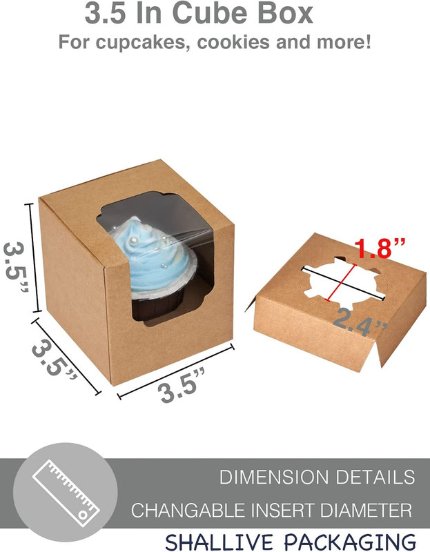 100 Pcs Kraft Brown Cupcake Boxes Individual Bulk Paper Cupcake Containers Singl gallery