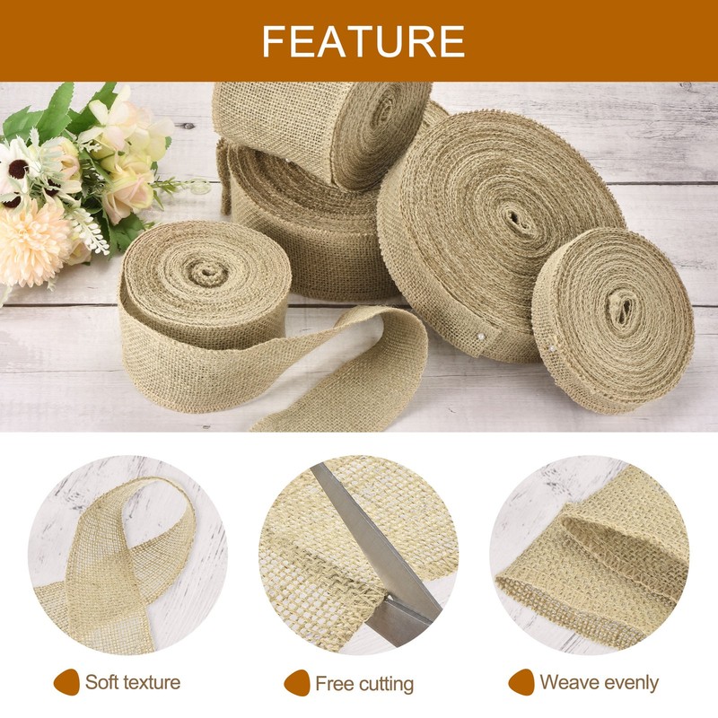 Burlap Ribbon, 1 Inch Wide Natural Jute Fabric Ribbon, 11 Yards gallery