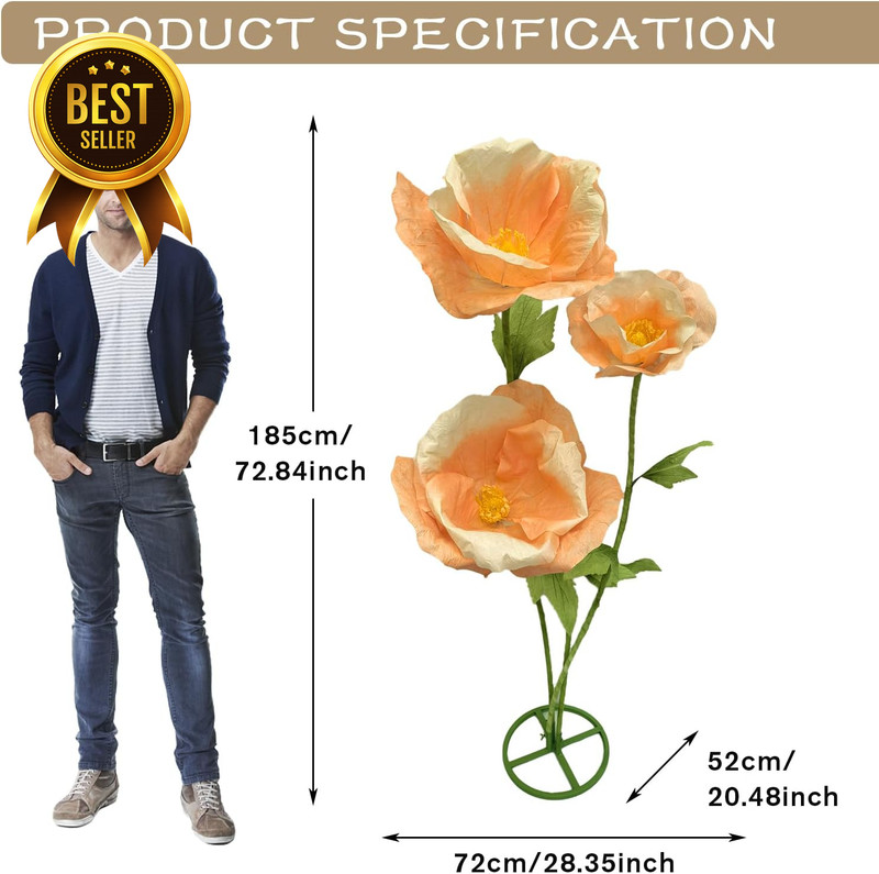 3PCS Giant Artificial Flowers 80" Waterproof Adjustable Faux Decor Set gallery