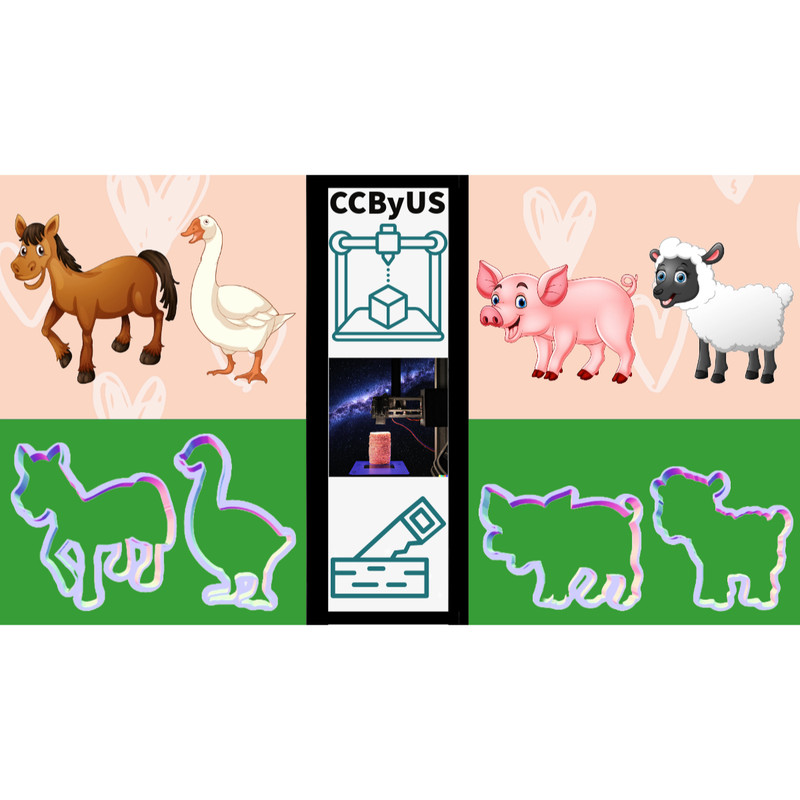 Cute Farm Animals Cookie Cutter Set (Horse, Goose, Pig, Sheep)