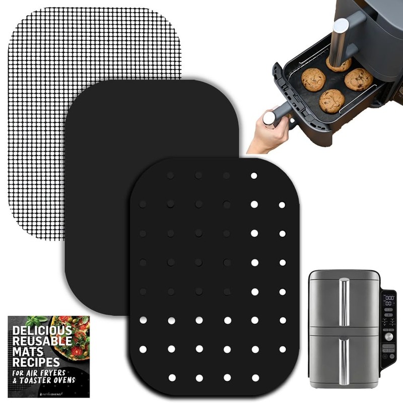 INFRAOVENS Reusable Liners for Ninja DoubleStack 2-Basket Air Fryer, Accessor…