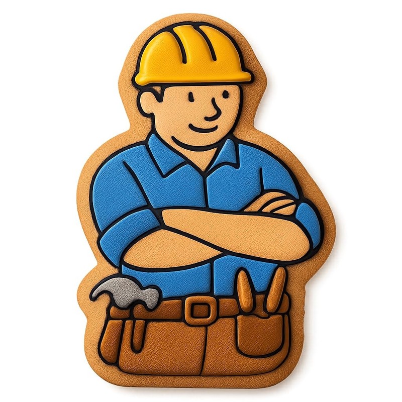 Carpenter with Toolbelt Cookie Cutter & Stamp, Fondant & Clay Cutter - 2.7x4" gallery