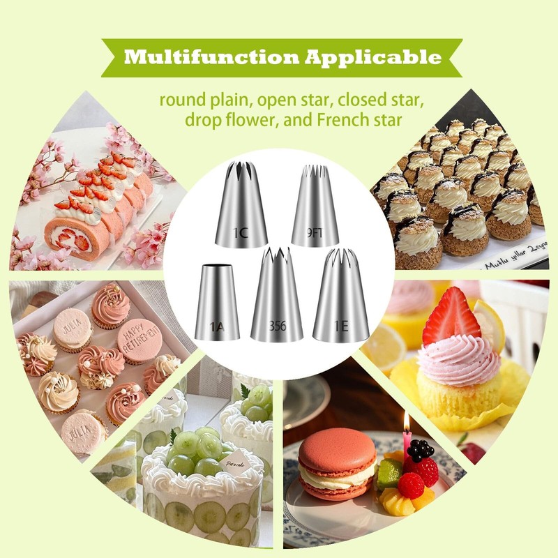 Large Piping Tips Set,5 Pieces Stainless Steel Pastry Cake Decorating Tips, C... gallery