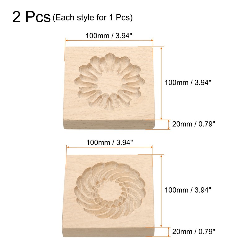 2pcs Wooden Cookie Mould 3.94" x 3.94" Wooden Cookie Biscuit Mould Firework gallery