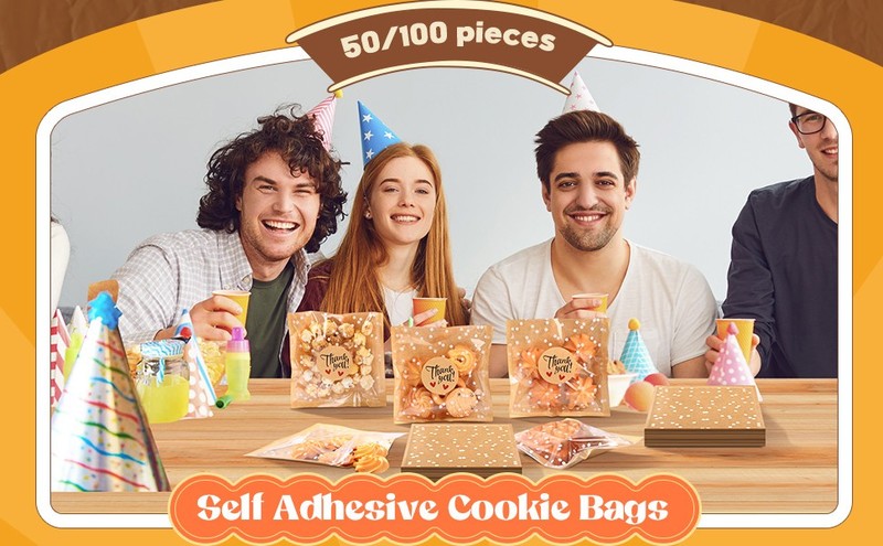 100 Pcs Self Adhesive Cookie Bags Cellophane Polka Dot Treat Bags Small Plastic gallery