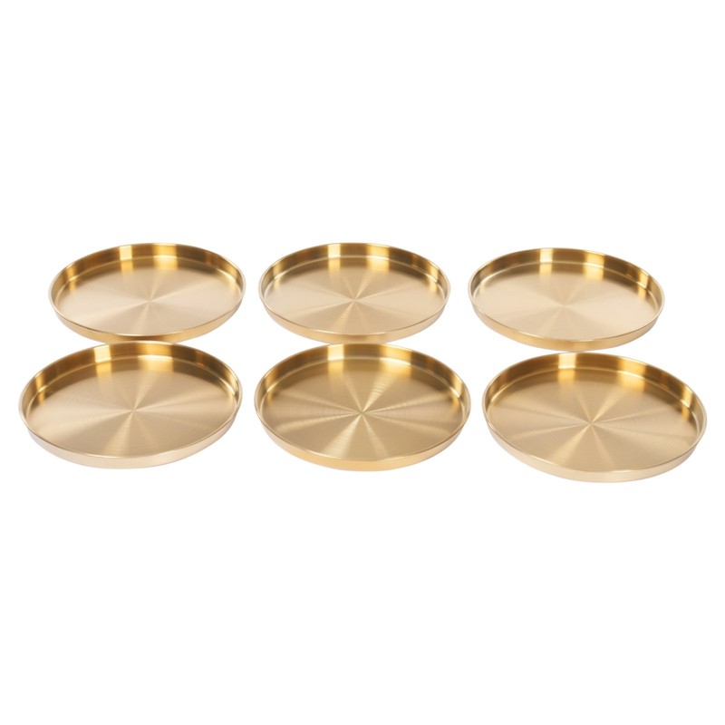 6pcs 12.2 In Stainless Steel Serving Tray Round Decorative Ottoman Platter Trays gallery
