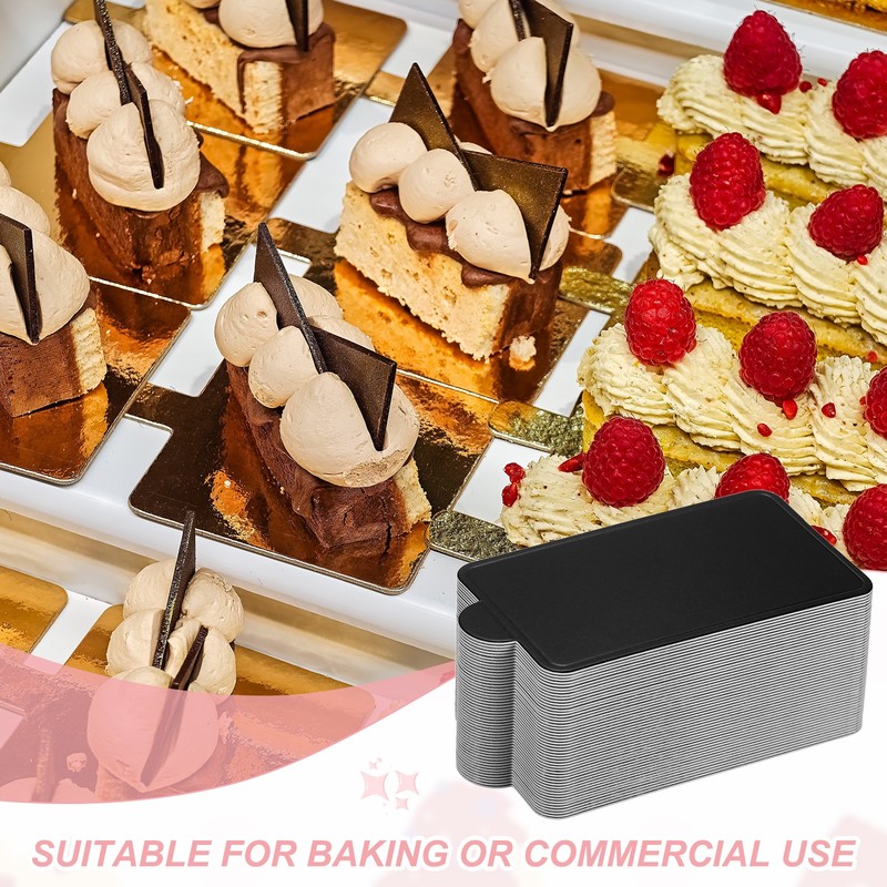 50 Pcs Mini Cake Boards, 3.5 Inch Rectangular Mousse Cake Base, Black gallery