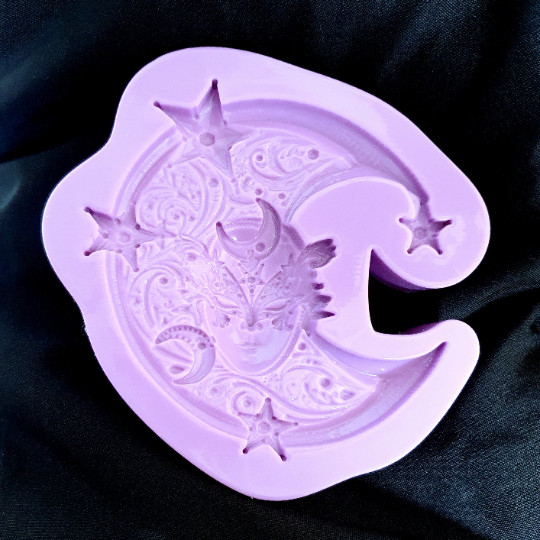 Large Silicone Mold Moon Mask for Resin, Clay, Cake Topper & More