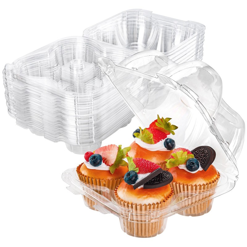 4 Compartment Cupcake Containers 20 Pack Cupcake Holder with Connected Airtig…