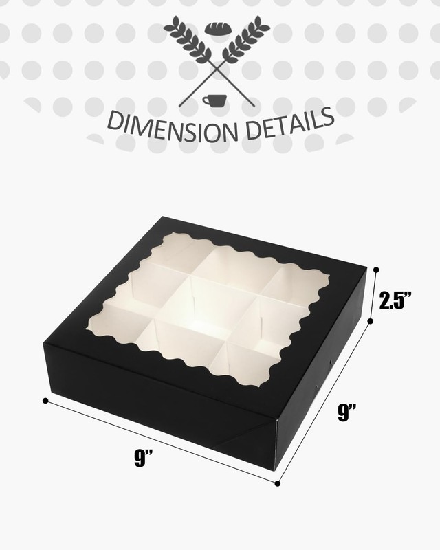 Auto-pop Up 30pcs Pie Box With Window 9x9x2.5 Inch Donut Pastry Boxes White B... gallery