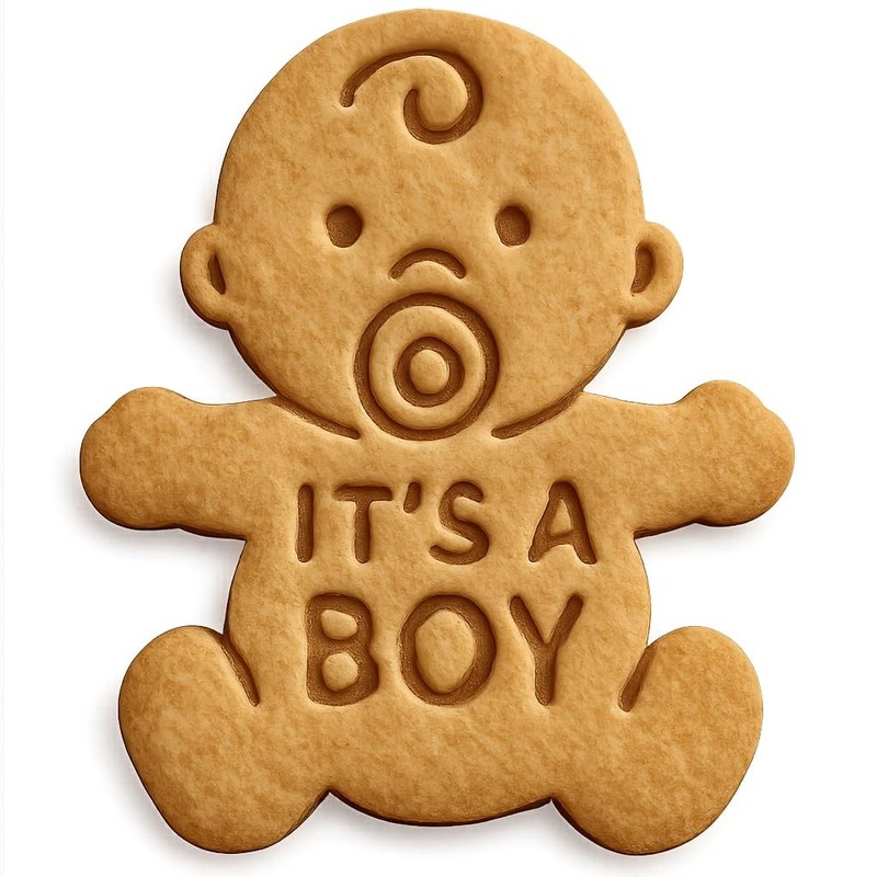 Baby Boy with Pacifier Cookie Cutter & Stamp 4×3.2″ for Baking & Fondant Clay