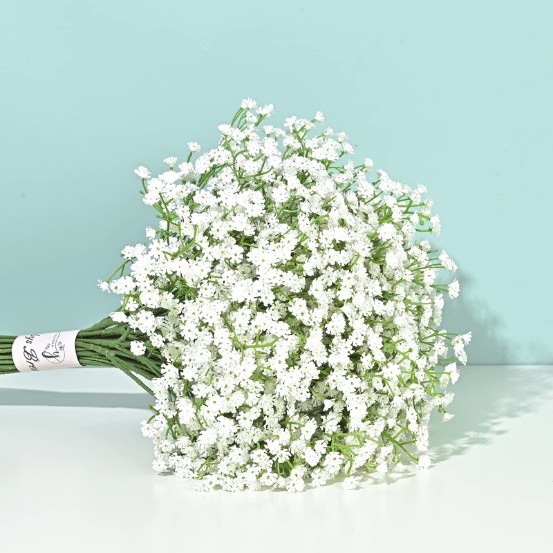 Yastouay Babys Breath Artificial Flowers, 6Pcs Fake White 6 Pcs,