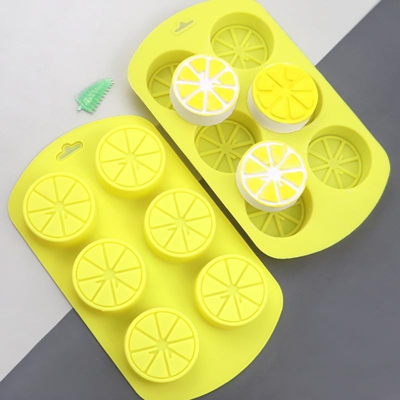 2 Pcs Silicone Lemon Molds 3D Fruit Shaped Mold Lemon Ice Cube Tray for Candy