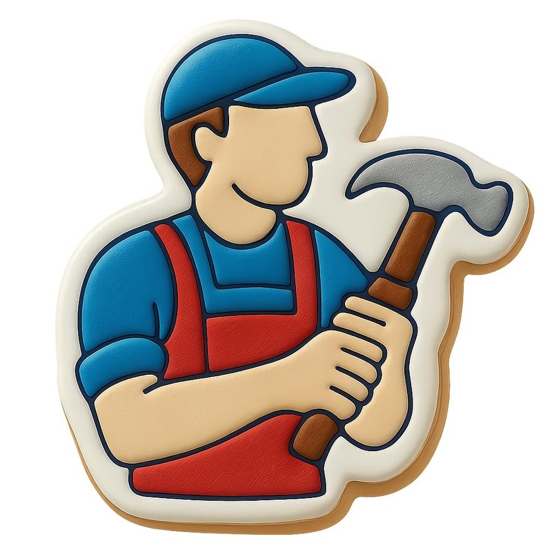 Carpenter with Hammer Cookie Cutter & Stamp, Fondant & Clay Cutter - 3.6x4" gallery