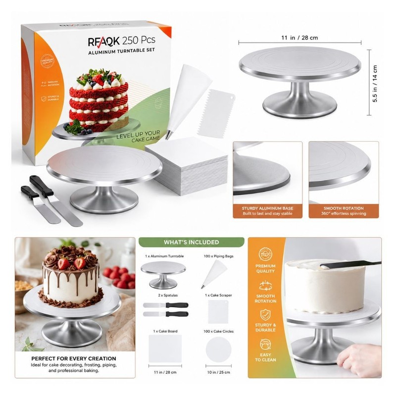 250 pcs Cake Decorating Kit – Baking Supplies Icing Tips Tools Set gallery