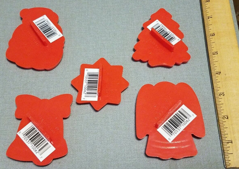 5 NEW vtg 1986 Hutzler Christmas cookie cutters angel bell Santa tree star gallery