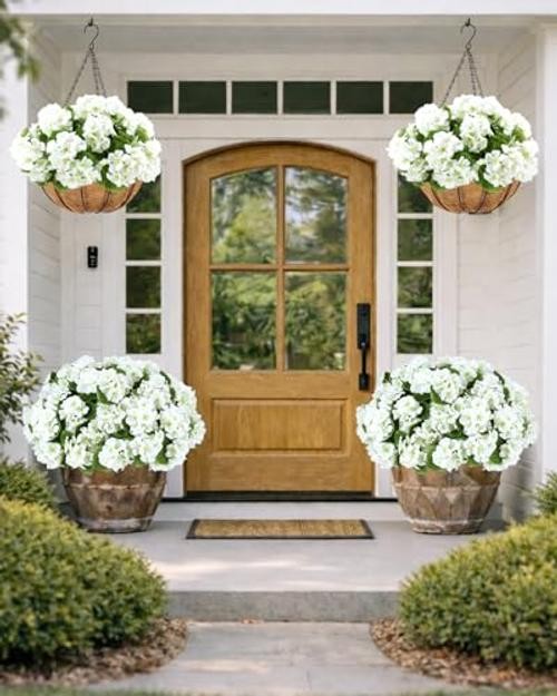 Artificial Flowers for Outdoors – of UV-Resistant Artificial 6 Bundles White gallery
