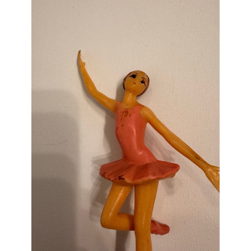 Vintage Ballerina Cake Topper 1970s Pink Tutu 7" gallery