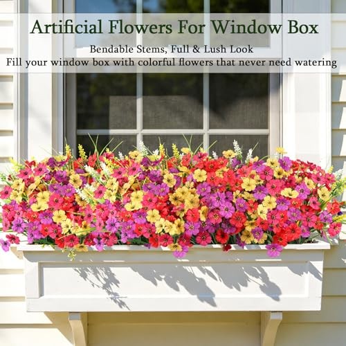 24 Bundles Realistic Fake Flowers for Outdoors, No Fade Faux 24PCS Mix Color gallery